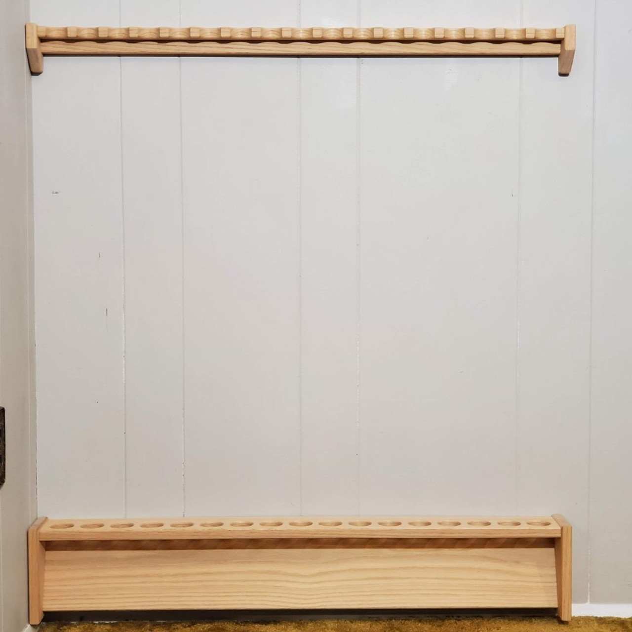 Wood used,plywood.72x 20.Fishing Rod Rack measurements,36 tall