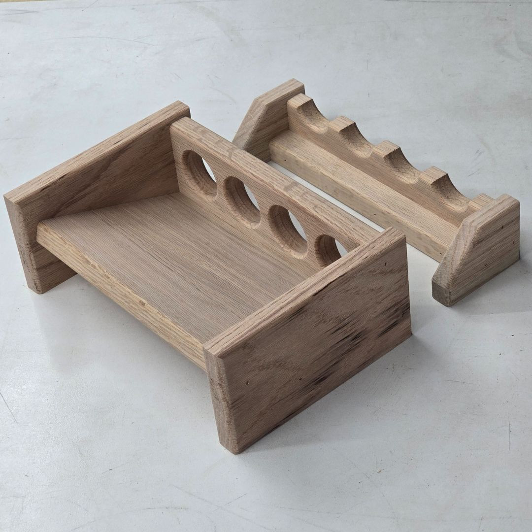 10 Inch Rod Rack | Unfinished Solid Red Oak Wood