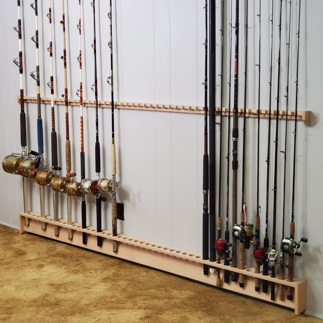 36 Inch Rod Rack | Unfinished Solid Red Oak Wood