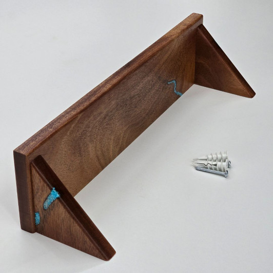 Mahogany Shelf with Turquoise Color Inlay, 16"