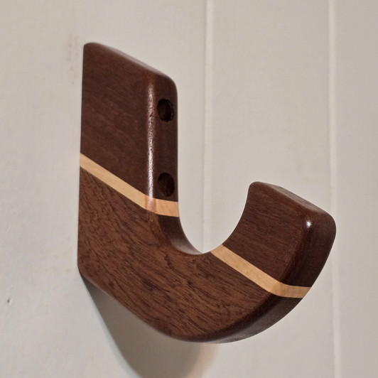 Wooden Gun Hooks for the Wall (Sold Individually), Solid Mahogany with Maple Stripe