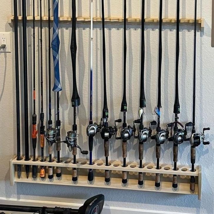 Fishing Rod Rack, Wall Mount Pole Holder, 46 Wide, 22 Rod Capacity, Solid  Poplar Wood, Unfinished - Chris Skrobarczyk Carpentry