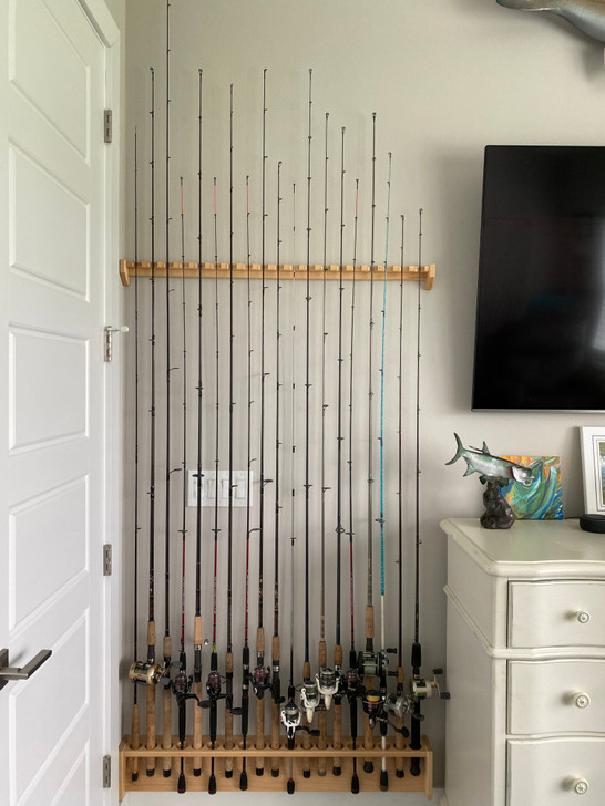 maple fishing rod rack installed