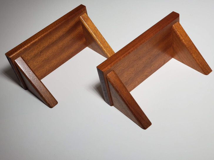 two mahogany shelves