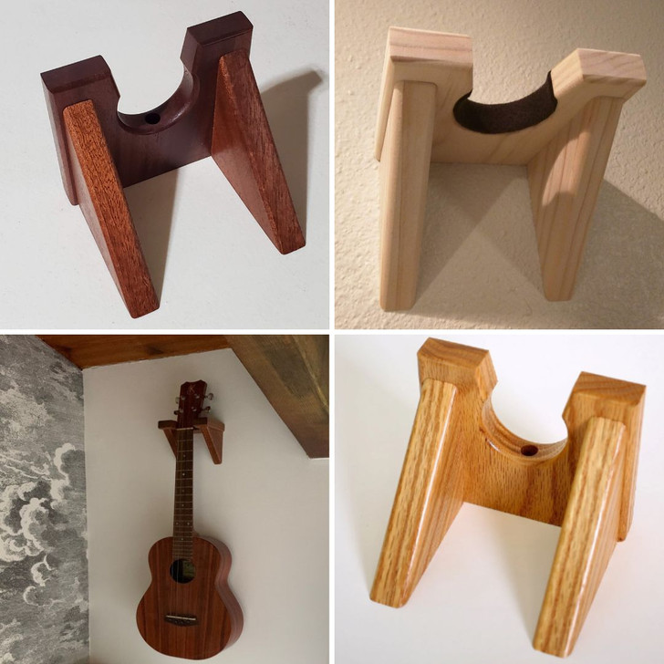 four ukulele wall hangers