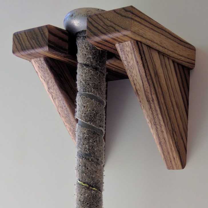 Zebrawood baseball bat wall hanger