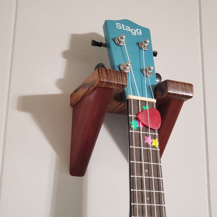 Ukulele Wall Hanger, Zebrano and Padauk Wood