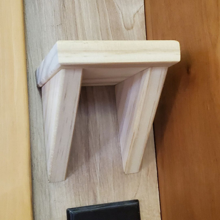 S3.875PinU installed above receptacle between door and cabinet, 3 7/8 inch wall mount shelf