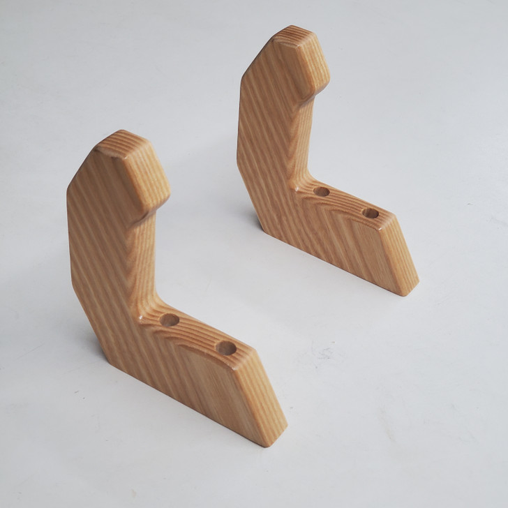 Two Solid Ash Wood Archery Bow Rack Hooks