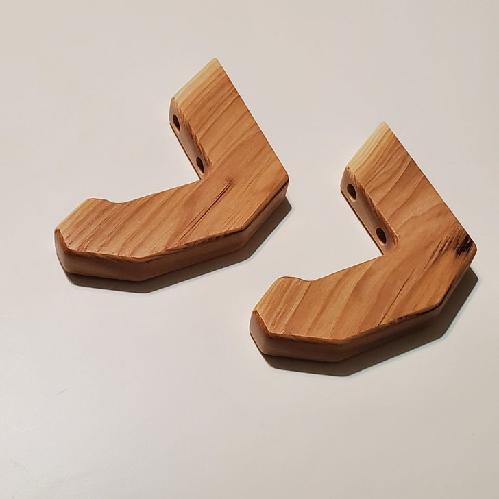 Solid Hickory Wood Archery Bow Rack Hooks, Left Side View