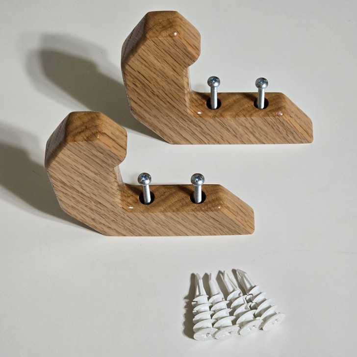 Solid Red Oak Wood Bow and Arrow Rack Hooks (Sold Individually)