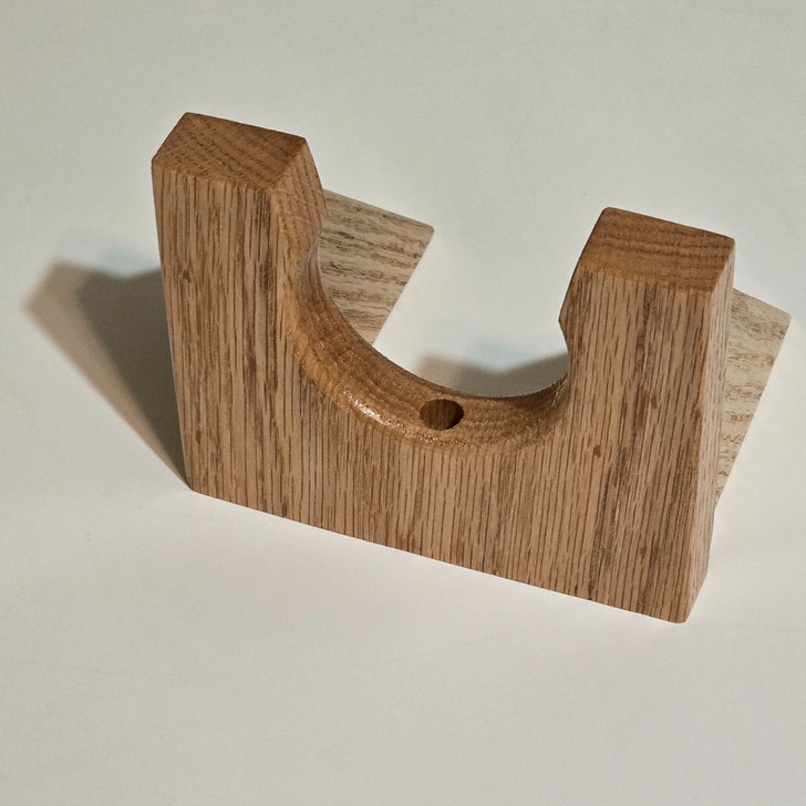 Red Oak Classical Guitar Wall Hanger with Square Eased Edges, top left perspective