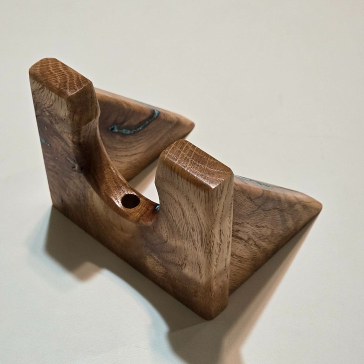 Red Oak Guitar Wall Hanger with Turquoise Color Inlay