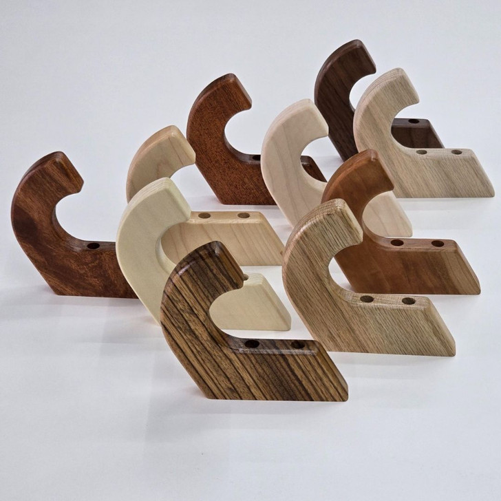 Solid hardwood wall mount hooks from Chris Skrobarczyk Carpentry, various material options shown here