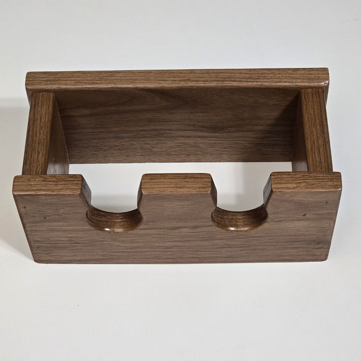 Walnut Double Baseball Bat Wall Hanger with Built In Trophy Display Shelf