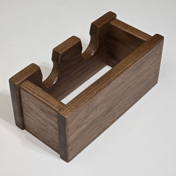 Walnut Double Baseball Bat Wall Hanger with Built In Trophy Display Shelf