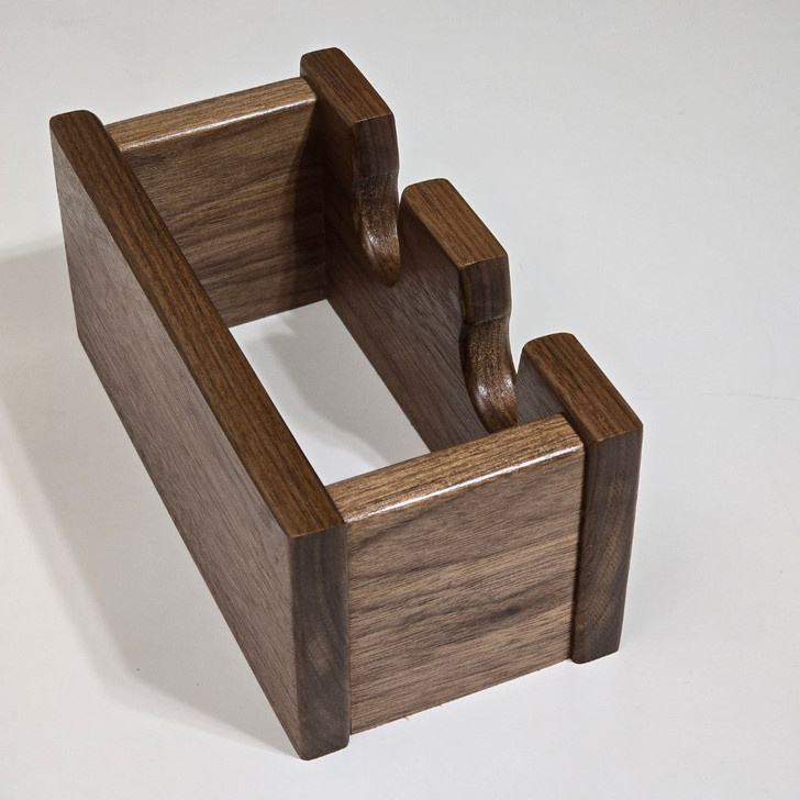 Walnut Double Baseball Bat Wall Hanger with Built In Trophy Display Shelf