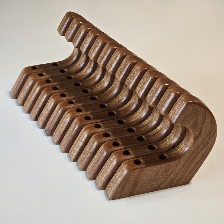 solid mahogany wood gun rack hooks on white background