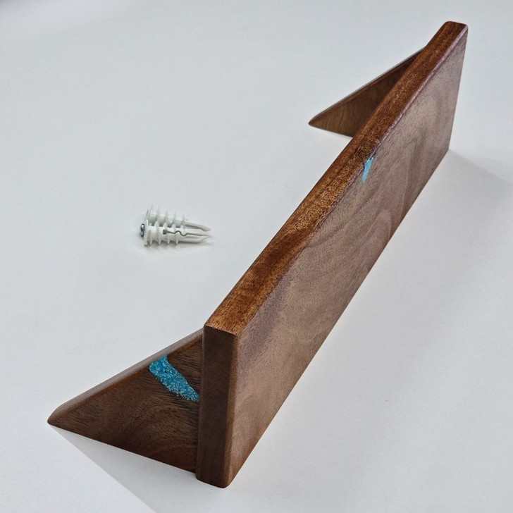 Mahogany Shelf with Turquoise Color Inlay, 16"