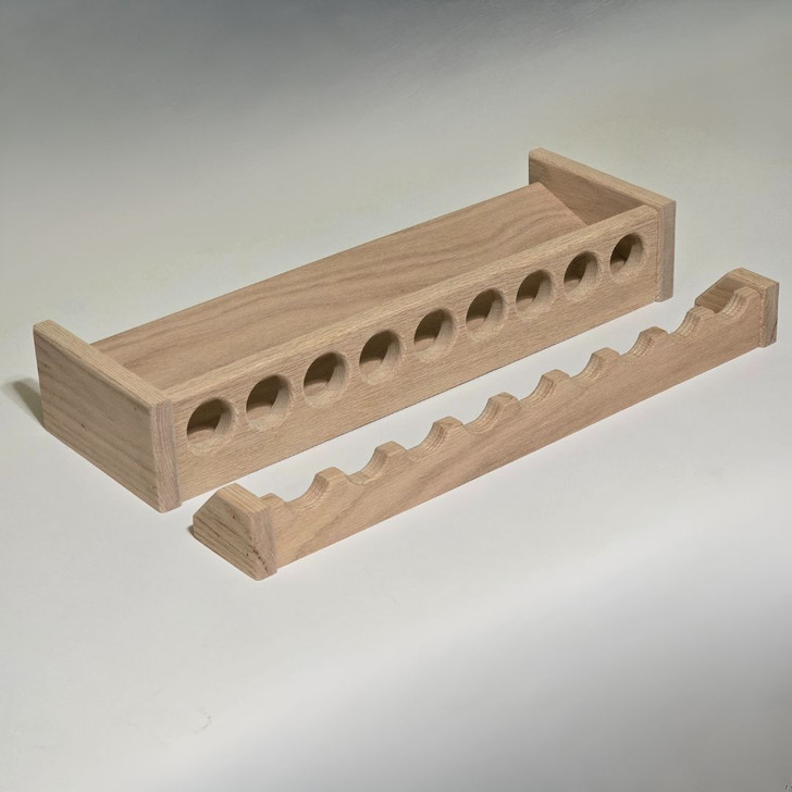 20 Inch Solid Red Oak Wood Fishing Rod Rack, Unfinished