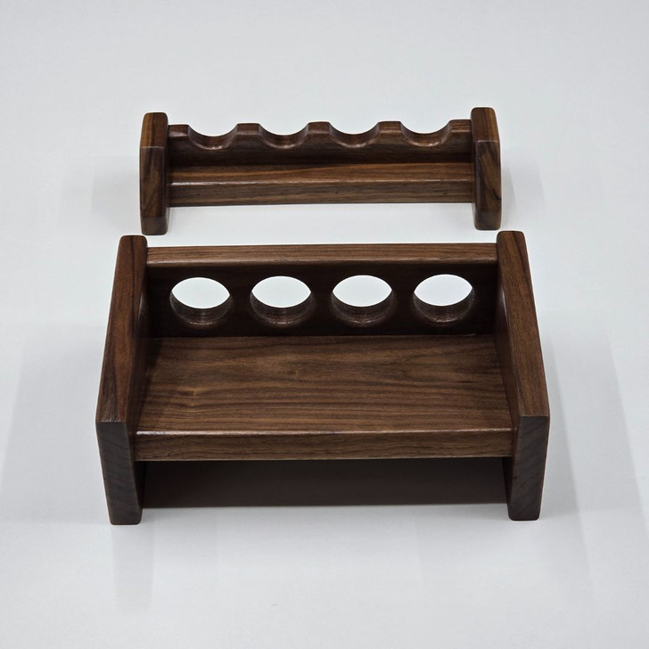 Wooden Fishing Pole Holder for the Wall, 10 Inch Solid Walnut with 4 Spaces for Rods