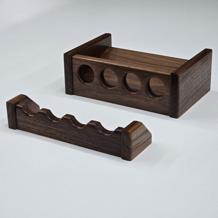 Wooden Fishing Pole Holder for the Wall, 10 Inch Solid Walnut with 4 Spaces for Rods