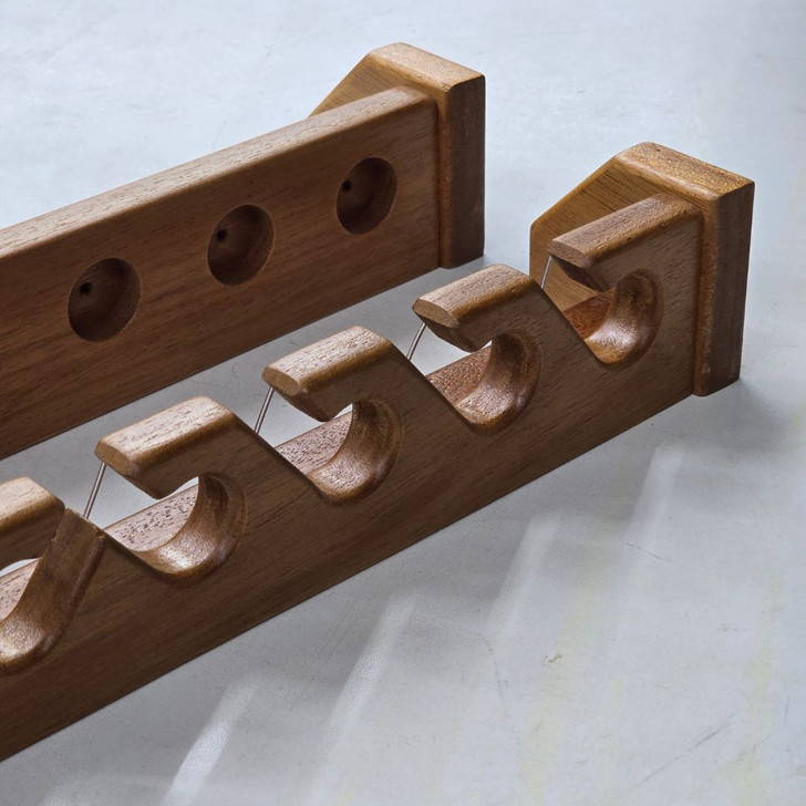 16 Inch Solid Mahogany Wood Fly Rod Rack, Vertical Wall Mount Fishing Pole Holder