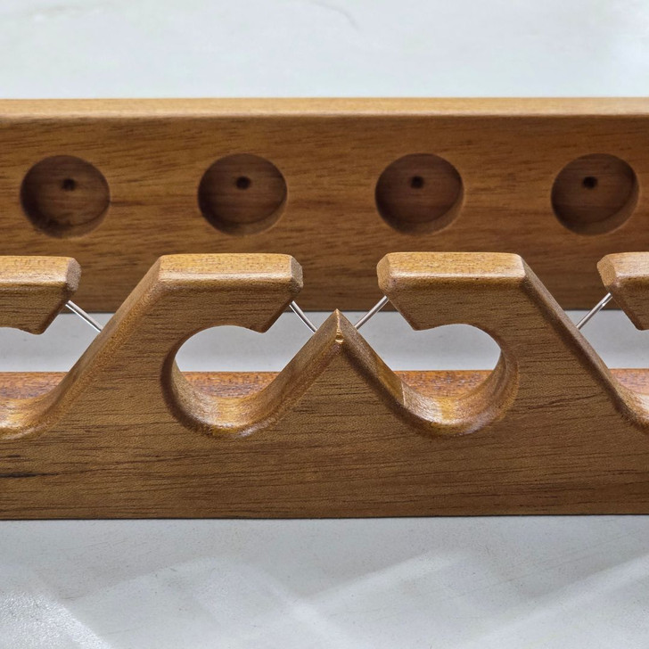 16 Inch Solid Mahogany Wood Fly Rod Rack, Vertical Wall Mount Fishing Pole Holder