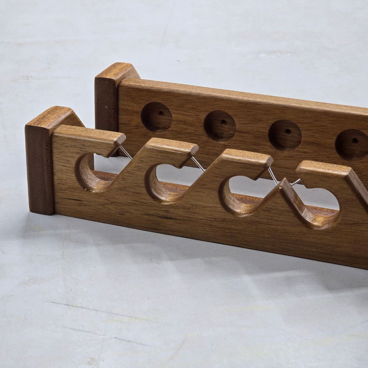 16 Inch Solid Mahogany Wood Fly Rod Rack, Vertical Wall Mount Fishing Pole Holder