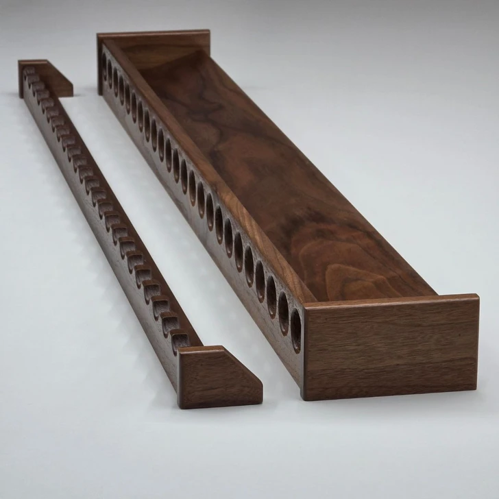 Walnut Vertical Fishing Rod Rack, 50 Inch Wall Mount, Gift for Fisherman