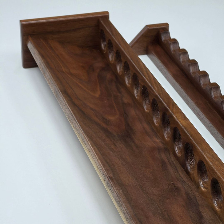 50 inch Solid Walnut Wood Fishing Rod Rack, Vertical Wall Mount Fishing Pole Holder