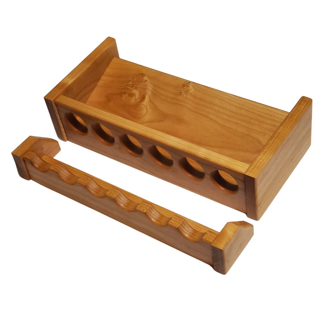 Solid cherry wood fishing rod rack