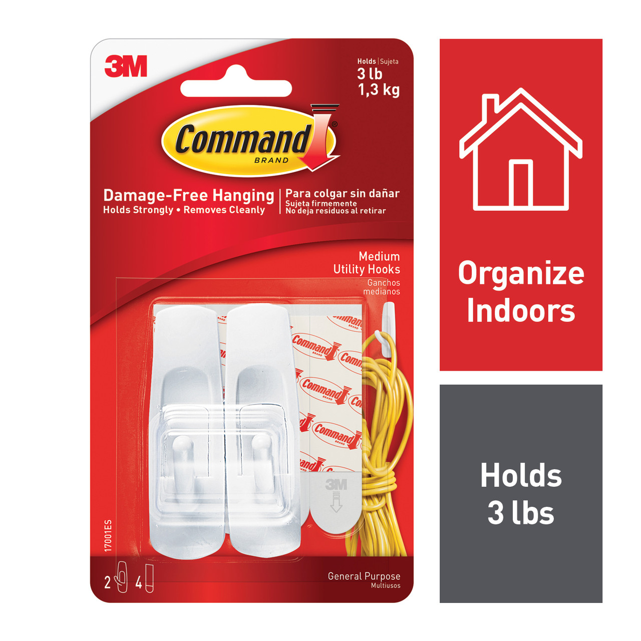 3M™ Command™ Wall Hook, Medium with Strips
