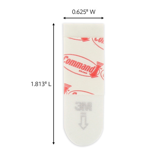 Closeup image and dimensions of the adhesive strip in 3M(TM) Command(TM) Small Poster Strips available at iTapeStore.com