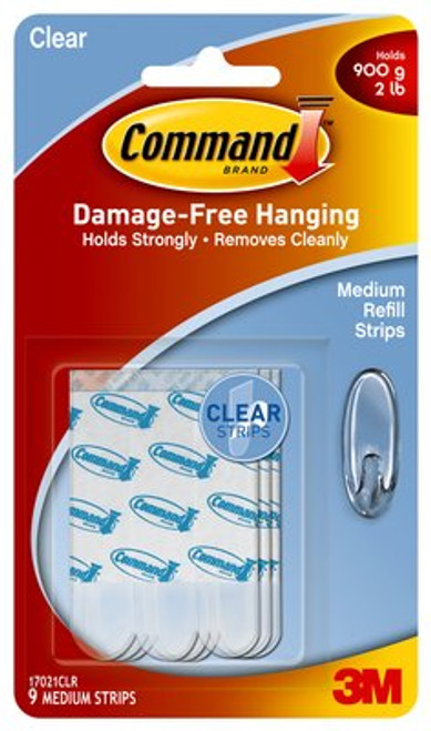 Image of package front for 3M™ Command™ Strips, Medium Hook Refill, Clear available at iTapeStore.com