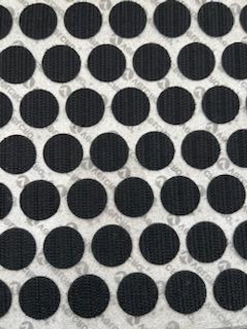Image of black Hook Coins cut from Acrylic 72 Adhesive VELCRO® Brand Fasteners available at iTapeStore.com
