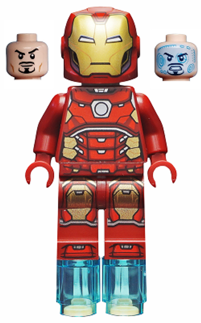SH649 LEGO® Iron Man with Silver Hexagon on Chest and 1 x 1 Round Bricks