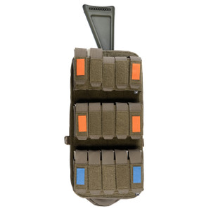 Loaded back view of ranger green barricade bag Loaded back view of ranger green barricade bag