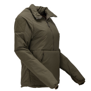 45 degree View of Women's Helion Type B Pullover with Collar in Ranger Green