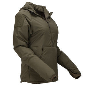 45 Degree view of Women's Helion Type B Pullover with hood in Ranger Green