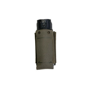 Front view of a ranger green OC spray pouch with OC spray inserted Front view of a ranger green OC spray pouch with OC spray inserted