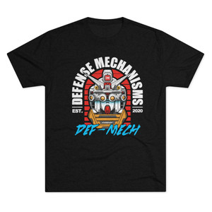 Front of Gundam Style DM Defense Mechanisms Logo Tee Vintage Black Color Shirt Tri-Blend