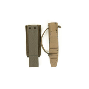 Front view of a tactical military style wedge pouch with wedge next to it inserted Front view of a tactical military style wedge pouch with wedge next to it inserted