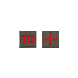 TQ and Medical Cross Patch in Ranger Green with Red Background