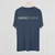 Front of DM Defense Mechanisms Logo Tee Indigo Color Shirt Tri-Blend Relaxed
