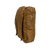 side view of a tactical military style coyote brown stuff sack back pack in filled position