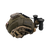 side view of a tactical military ranger green ballistic ops core helmet fully kitted with night vision with a DM helmet cover side view of a tactical military ranger green ballistic ops core helmet fully kitted with night vision with a DM helmet cover