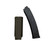 side view of a tactical military SMG magazine pouch in ranger green next to smg mag side view of a tactical military SMG magazine pouch in ranger green next to smg mag