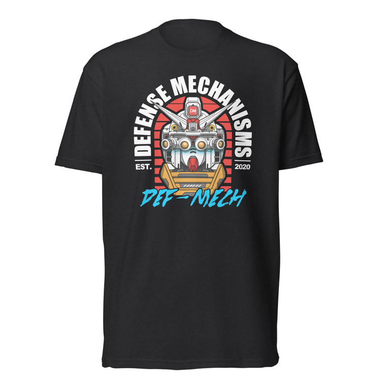 Front View of Def Mech Gundam Style Black Tee