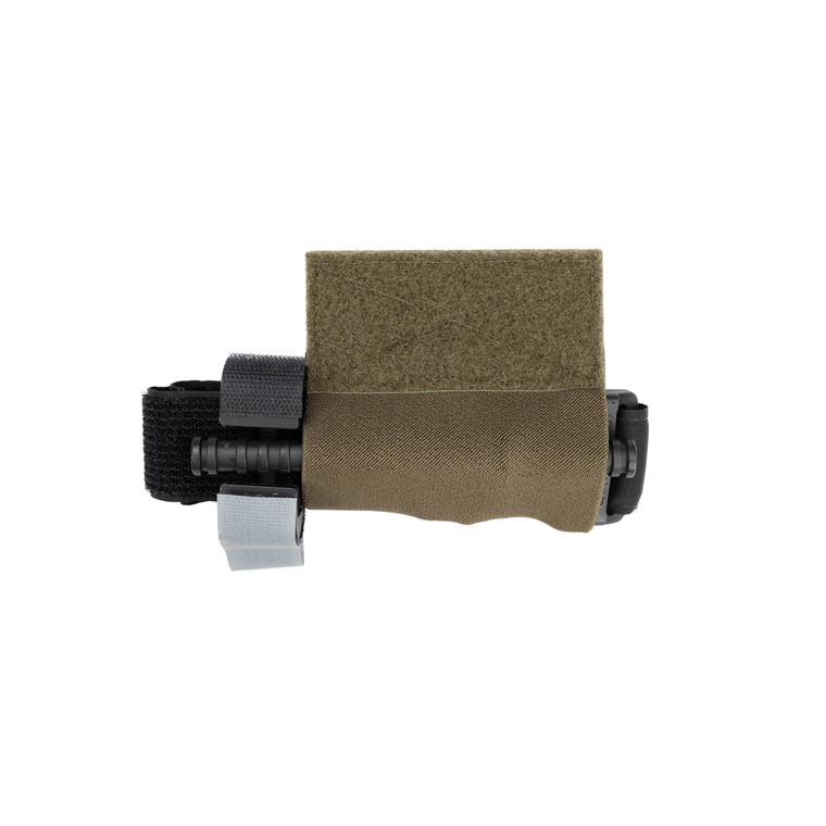 Front of ranger green tourniquet sleeve with TQ